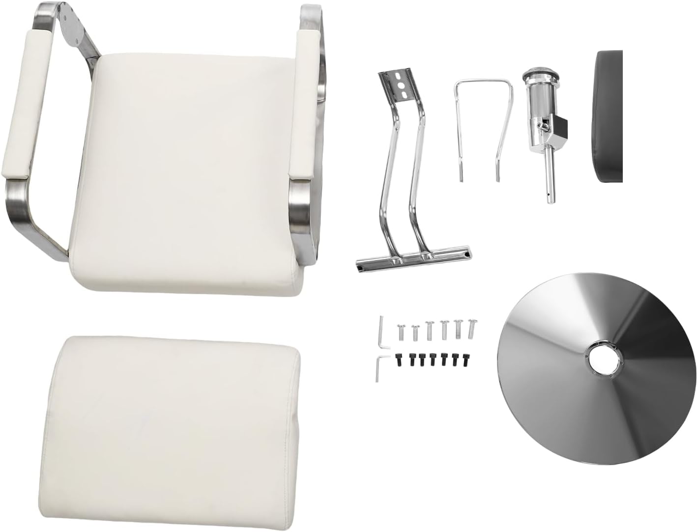 Salon Barber Chair - Hydraulic Pump & 360° Swivel | Adjustable Height Off-White & Silver Styling Chair for Barbershop & Home