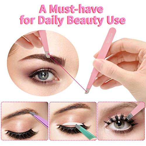 TsMADDTs 12-Piece Precision Eyebrow Tweezer Set with Case and Scissors