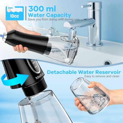 H2ofloss Portable Water Dental Flosser - Cordless Oral Irrigator, Black