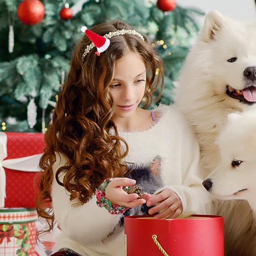 Christmas Hair Accessories Set 11pc – Snowflake Plaid Scrunchies & Clips for Girls