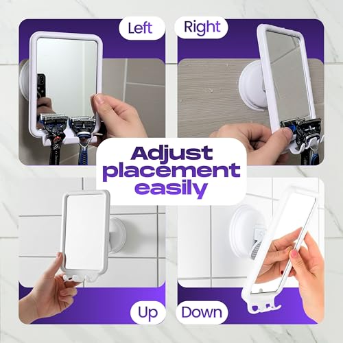 Fog-Free Shower Mirror with 360° Swivel & Razor Hooks - 4.5x6 in
