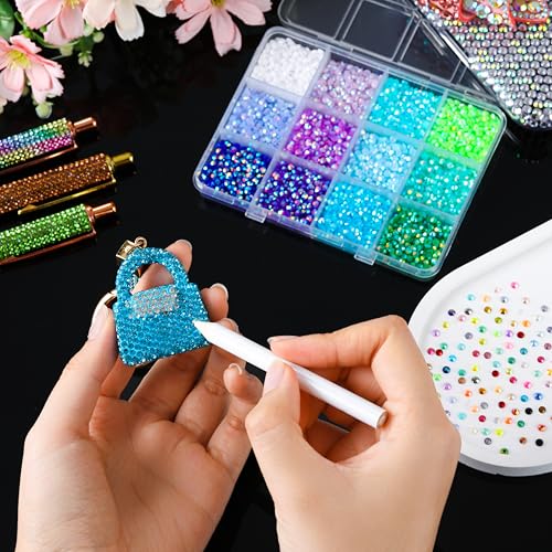 LERBOU Set 01 Bedazzling Nail Art Kit with Resin Gems Flowers Bowknot 24 Colors