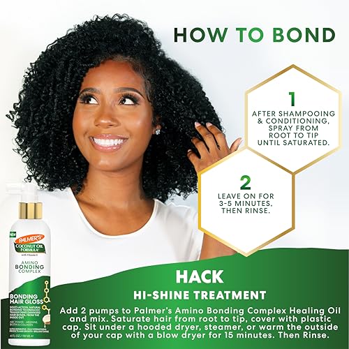 Palmer's Amino Bonding Hair Gloss Spray with Coconut Oil & Vitamin E - Strengthen & Shine, Heat Protectant, Hydrating for All Hair Types, 4 oz