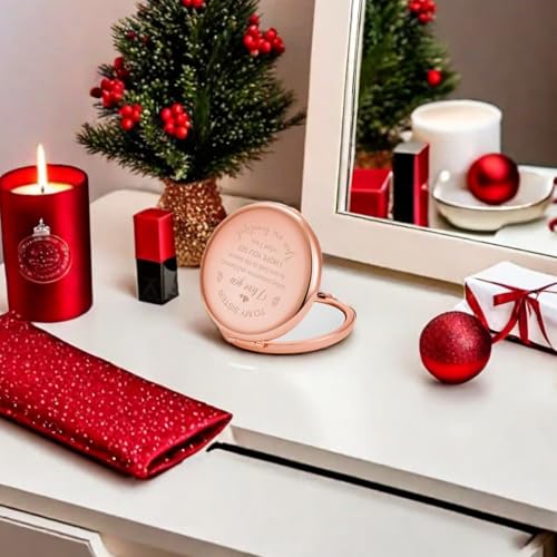 Rose Gold Sister Birthday Gift Compact Mirror from Polzwgck, 2.9" x 2.6"
