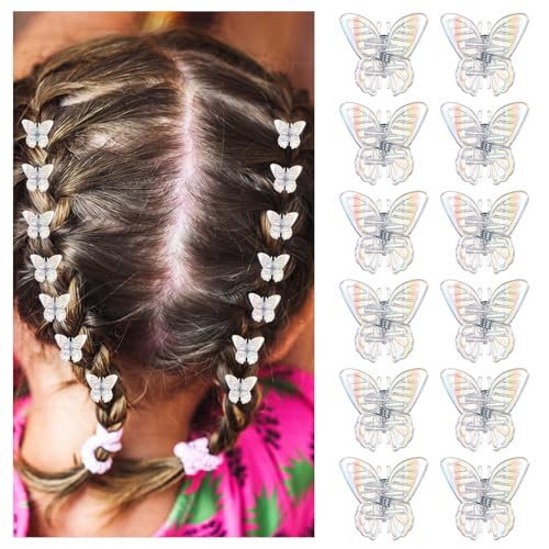 Ouligay 12pcs Mini Butterfly Hair Clips - Colorful Hair Claws