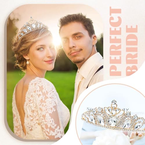 6PCS Gold Metal Glitter Rhinestone Tiara Headbands for Women Bridesmaids Prom Weddings