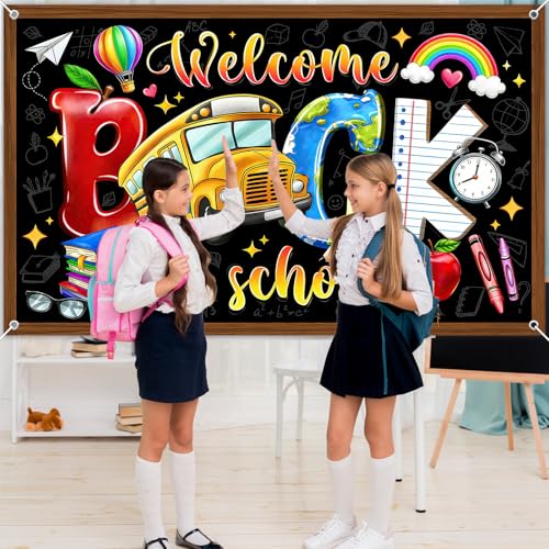 Back to School Banner - School Bus Welcome Decoration (6 x 3.6 ft)