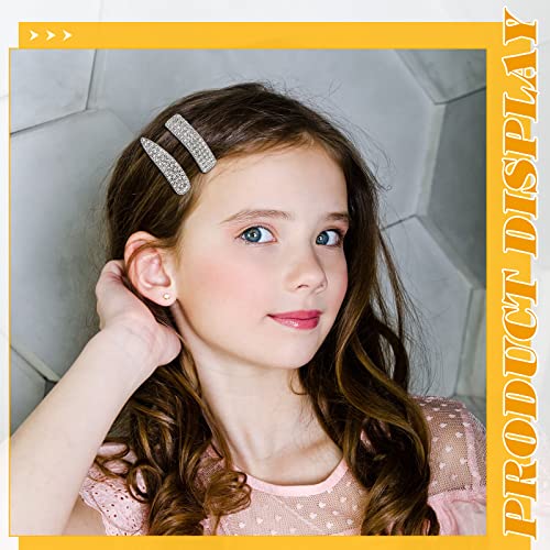 16 Pcs Rhinestone Hair Clips - Silver Snap Barrettes for Women