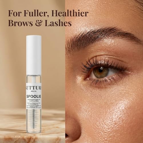Kuttura Cold-Pressed Castor Oil for Eyelashes & Brows with Spoolie, 10mL