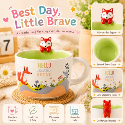 Cute 3D Fox Ceramic Coffee Mug – 12oz Kawaii Animal Cup
