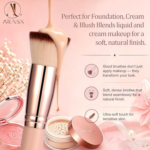 Flat Top Kabuki Foundation Brush - Soft Makeup Brush for Liquid, Cream & Powder