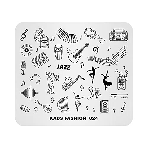 KADS FA024 Guitar & Music Nail Art Stamping Plates for DIY Manicure