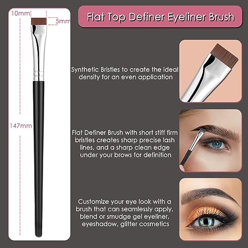 5-Piece Eye Brush Set for Makeup: Eyebrow, Eyeliner & Lash Tools