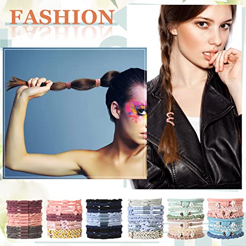 Cindeer 60 Pcs Boho Elastic Hair Ties & Bracelets Set - No Damage Soft Bands
