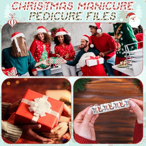 100 Pack Christmas Mini Nail Files - Double-Sided Holiday Emery Boards
