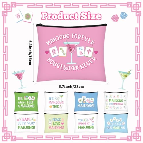 Pastel Mahjong Cosmetic Bags - 9-Piece Makeup Bag Set for Travel