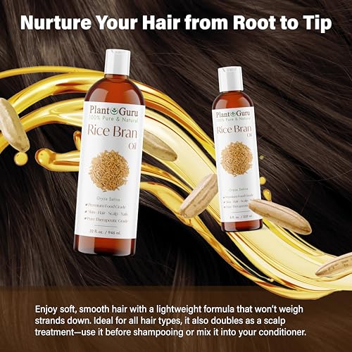 Plant Guru 100% Pure Rice Bran Oil - Natural Moisturizing Oil for Skin & Hair