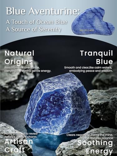 Rena Chris Blue Aventurine Gua Sha Facial Tool for Jawline & Puffiness Reduction - Blue