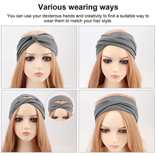 DRESHOW Women's Elastic Knotted Headbands - 8 Pack Non-Slip Hair Wraps