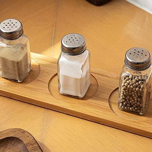 HESSION 4-Pack Glass Salt and Pepper Shakers with Stainless Steel Lids
