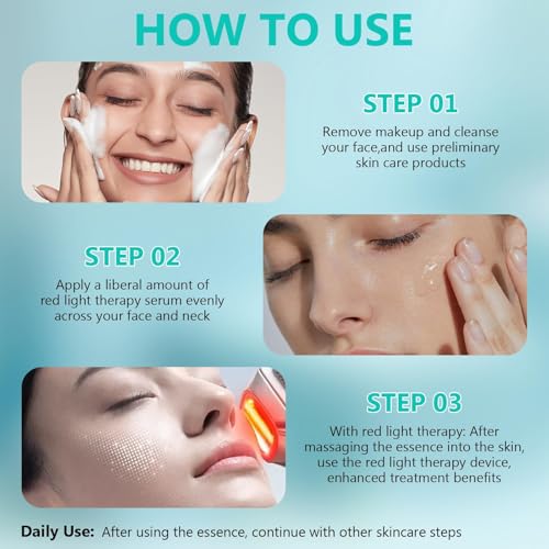Red Light Therapy Face Serum with Hyaluronic Acid & Copper Peptides – Hydrating Anti-Aging Skin Care for Face & Neck, 1Oz