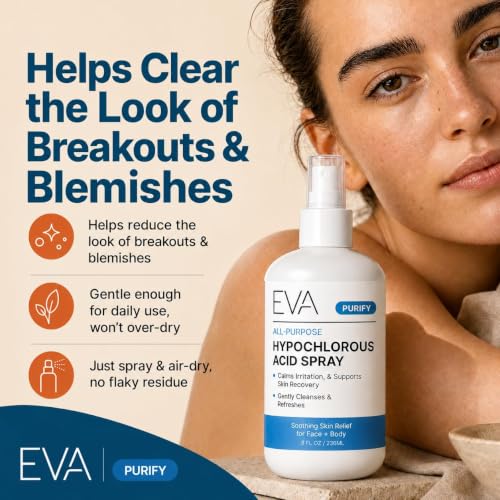 Eva Naturals Hypochlorous Acid Face & Body Mist 8 oz – Hydrating Skin Refresher for All Skin Types