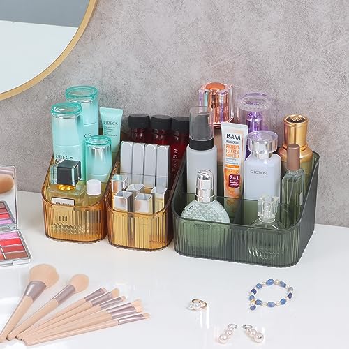 Green Makeup Organizer with 5 Cups - Acrylic Bathroom Storage