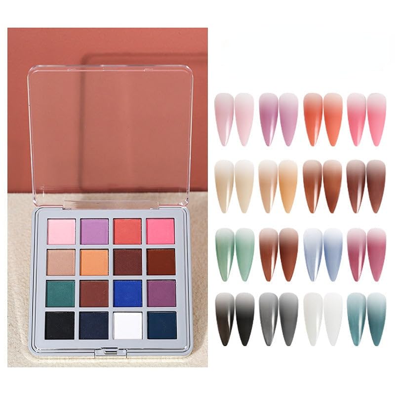 MOEPAK 16-Color Solid Nail Pigment Palette for Ombre Nail Art DIY - Variation B