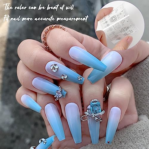 Ultra Thin 4-Piece Nail Measurement Ruler with Rhinestones