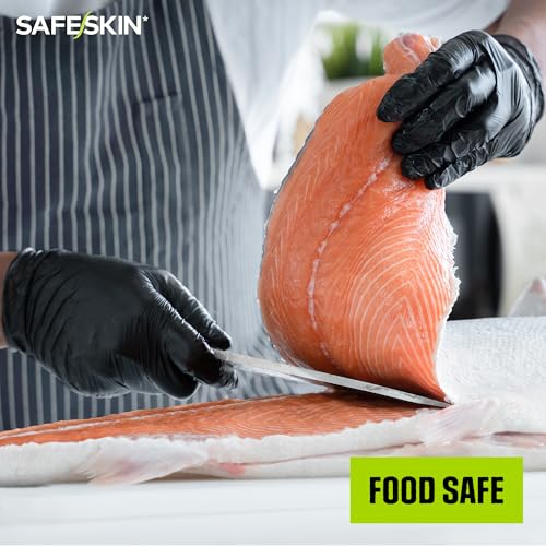 SAFESKIN Black Nitrile Disposable Gloves - Powder Free, 3.5 Mil