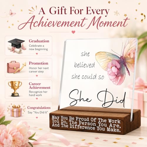 Inspirational Butterfly Desk Decor - She Believed She Could Gift