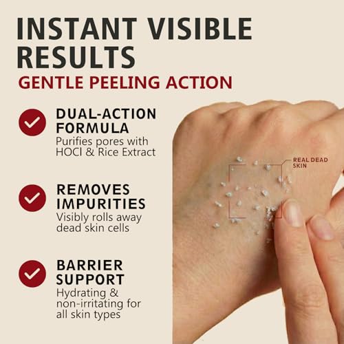 DIKAYI Hypochlorous Acid Rice Peel Shot - Gentle Exfoliating Serum for Pores & Blackheads, 2.71 fl. oz