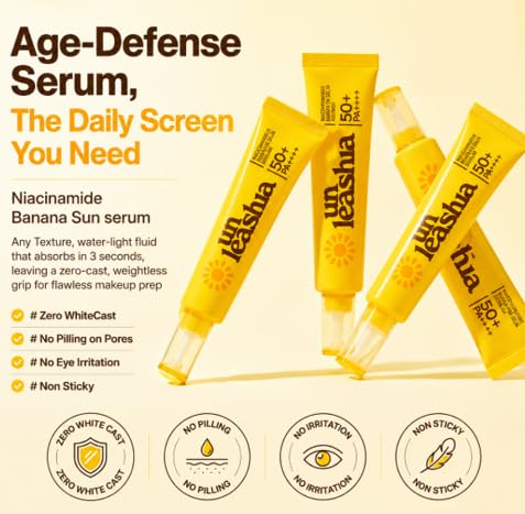 Unleashia Niacinamide Banana Sun Serum SPF 50 Brightening Hydrating Sunscreen