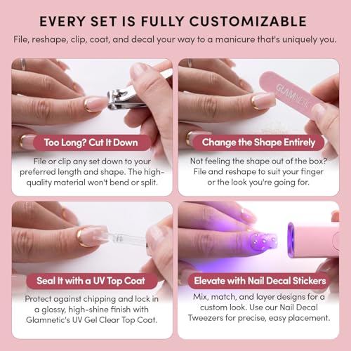 Glamnetic Press On Nails - Into Blue Short Oval 30 Pc Kit