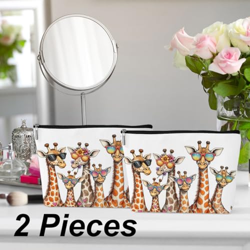 Wenboco Funny Giraffe Makeup Bag - 2 Pcs Preppy Cosmetic Pouch, Multicolor 1562