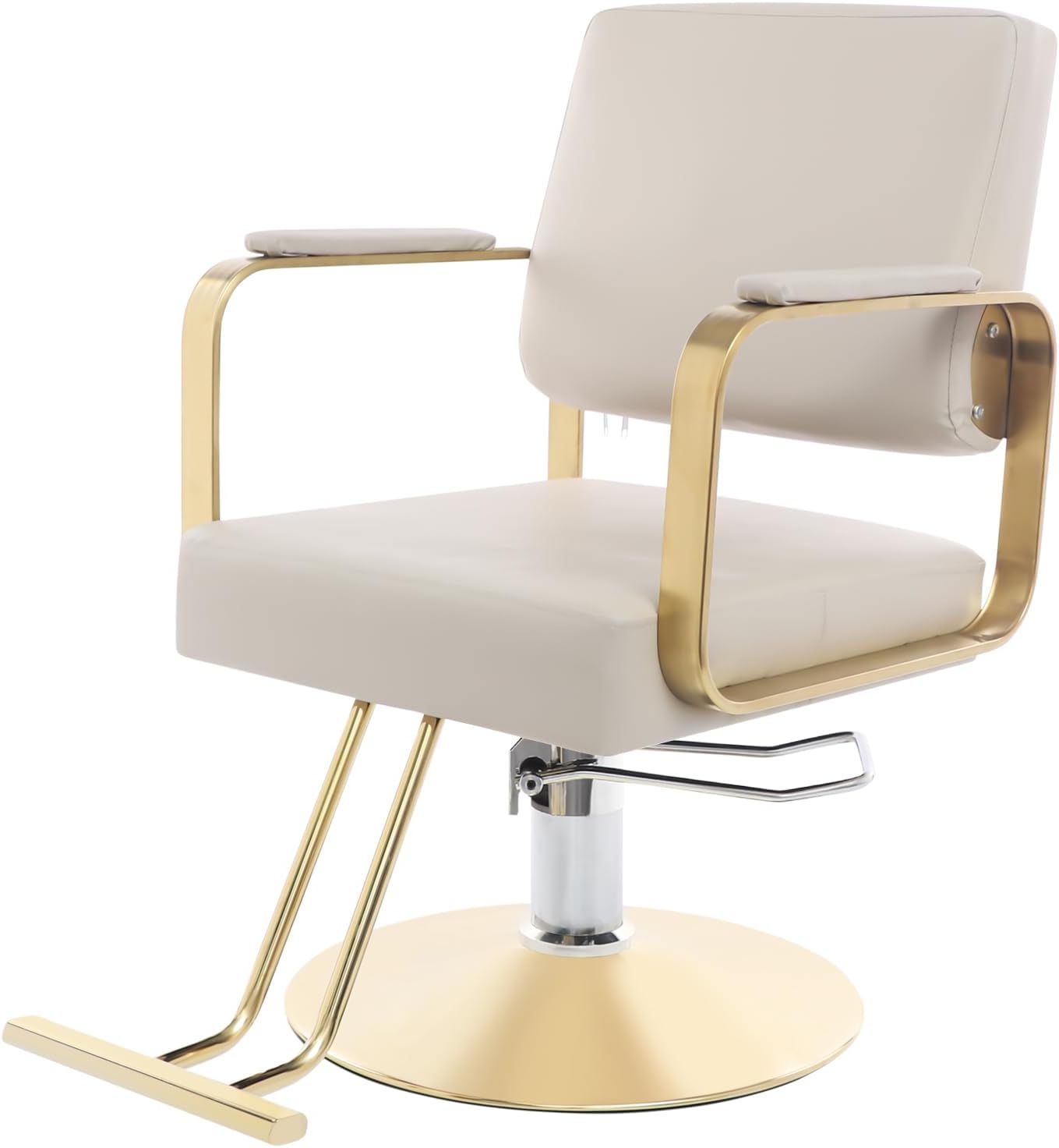Salon Barber Chair - Hydraulic Pump & 360° Swivel | Adjustable Height Beauty Chair in Grey & Gold