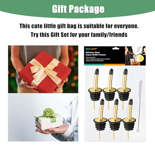 WAFJAMF 6-Pack Stainless Steel Liquor Pour Spouts with Dust Caps