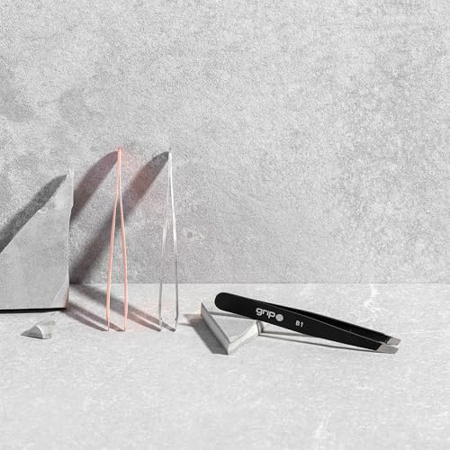 Grip Slanted Tip Tweezers - Rose Gold Stainless Steel for Brows