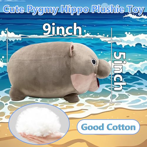 Cute Pygmy Hippo Plush Toy - Soft Stuffed Animal Pillow, 9 Inch