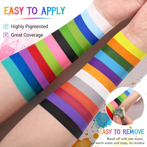 BOBISUKA 24-Color Water Activated Face and Body Paint Palette for SFX Makeup