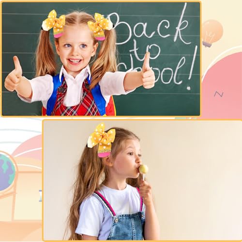 Yellow Pencil Hair Bows Clips 2-Pack for Girls Back to School Toddler Kids