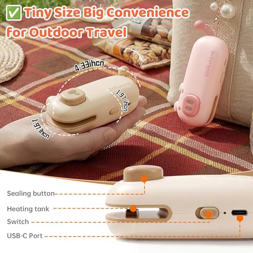 Mini Rechargeable Bag Sealer with Magnet for Food Freshness