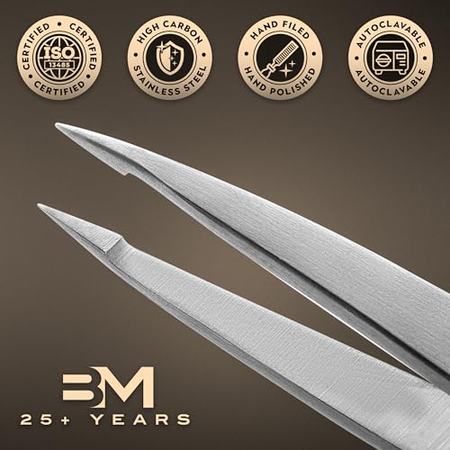 Silver Pointed Tweezers - High Carbon Stainless Steel Precision Hair Removal by MILLY
