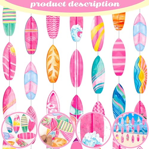 Vintage Surfboard Hanging Garlands - Set of 6 for Summer Parties