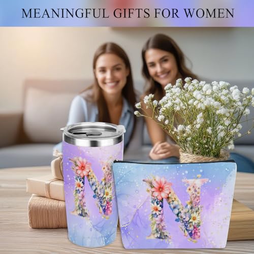 Personalized 6-Piece Monogrammed Gift Set with 20 oz Tumbler and Makeup Bag