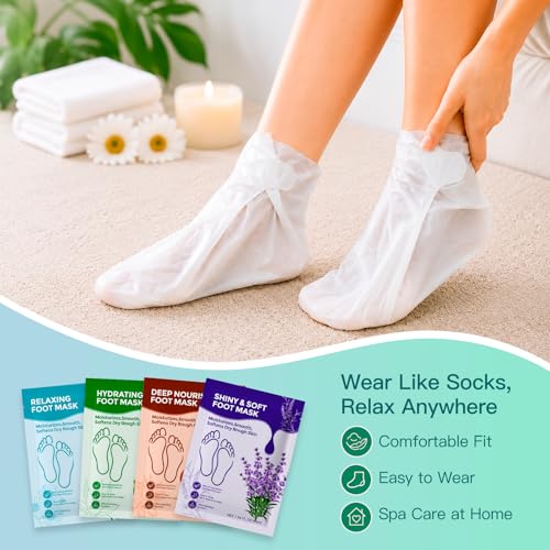 QUNGCO Moisturizing Foot Mask Socks – 8 Pack Hydrating Treatment for Dry Feet