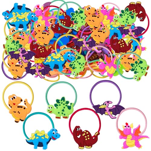 36PCS Dinosaur Hair Ties Pack for Girls & Women - Elastic Ponytail Holders & Hair Accessories