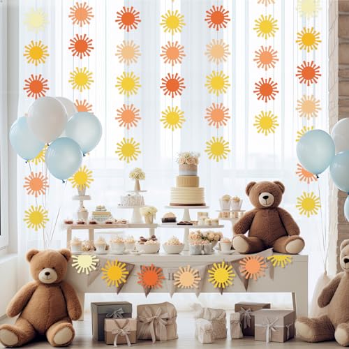 Duraaamo 8-Pack Boho Sun Banner Garland for Baby Showers & Parties
