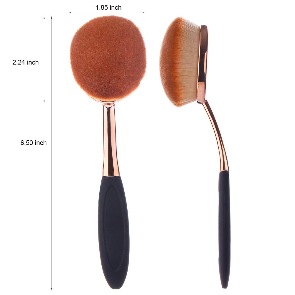 Yoseng Foundation Brush - Rose Gold Oval Makeup Brush with Cover & Egg Cleaner | Soft, Dust-Free Bristles for Flawless Liquid Application