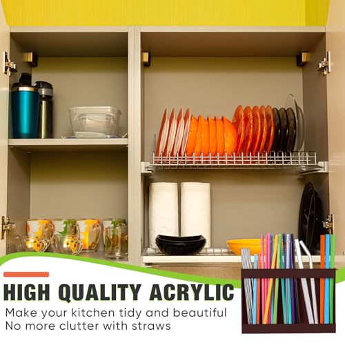 Large Acrylic Straw Holder for Cabinet Door - 9.5" Storage Organizer